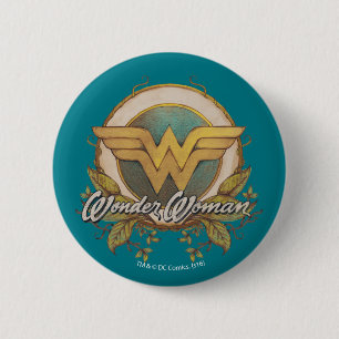 Wonder Woman Foliage Sketch Logo 2 Inch Round Button