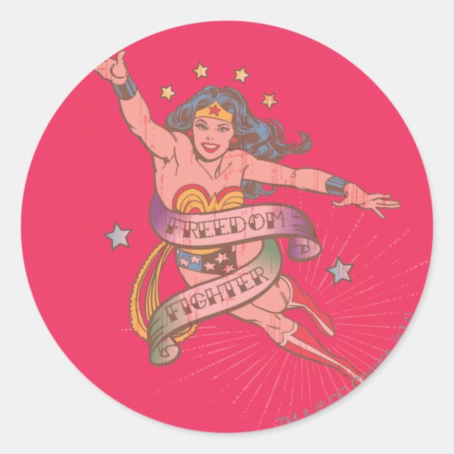 Wonder Woman Freedom Fighter Classic Round Sticker (Front)