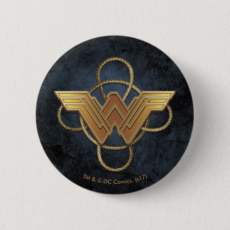 Wonder Woman Gold Symbol Over Lasso 2 Inch Round Button