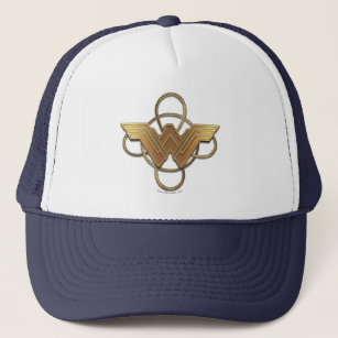 Wonder Woman Gold Symbol Over Lasso Trucker Hat