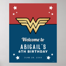 Wonder Woman Golden Logo Birthday Welcome Sign