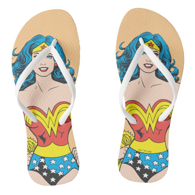 Wonder Woman Hands on Hips Flip Flops (Footbed)