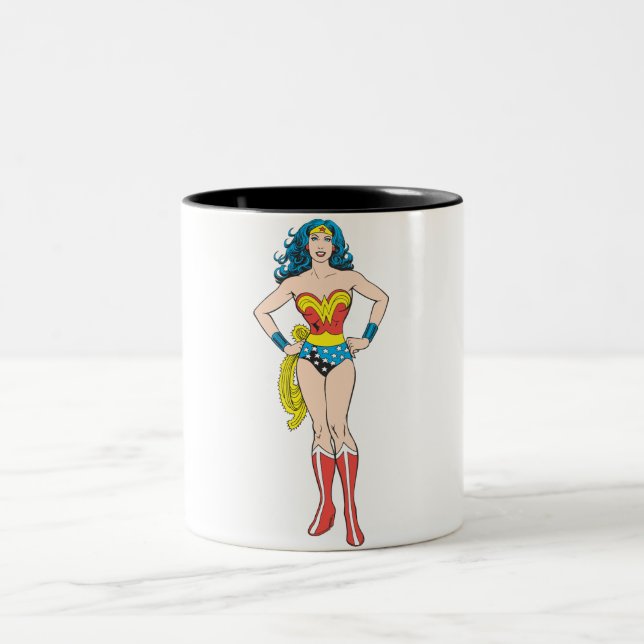 Wonder Woman Hands on Hips Two-Tone Coffee Mug (Center)