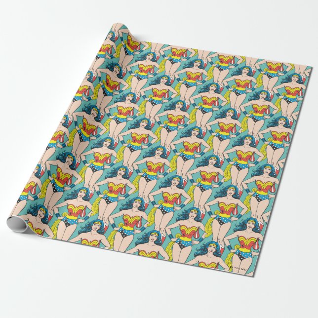 Wonder Woman Hands on Hips Wrapping Paper (Unrolled)