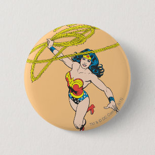 Wonder Woman Holds Lasso 2 Inch Round Button