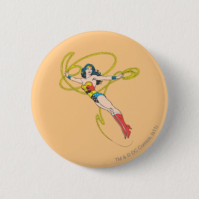 Wonder Woman Holds Lasso 4 2 Inch Round Button (Front)