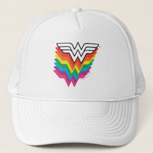 Wonder Woman Layered Rainbow Logo Trucker Hat