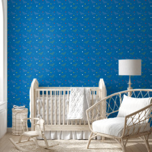 Wonder Woman Logo and Stars Blue Pattern Wallpaper