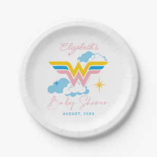 Wonder Woman Logo   Baby Shower Paper Plate