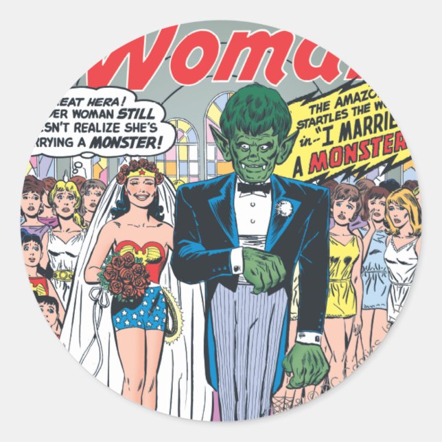 Wonder Woman Married a Monster Classic Round Sticker (Front)