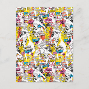 Wonder Woman Neon Pattern Postcard