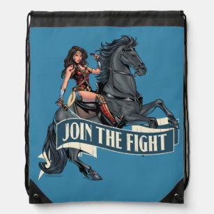 Wonder Woman on Horse Comic Art Drawstring Bag