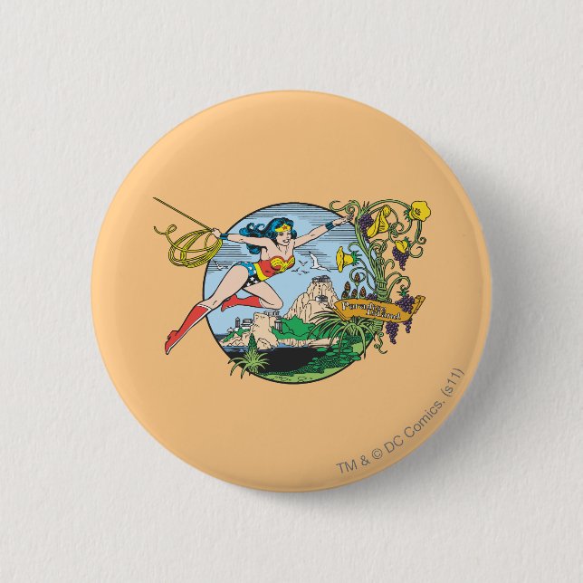 Wonder Woman Paradise Island 2 Inch Round Button (Front)