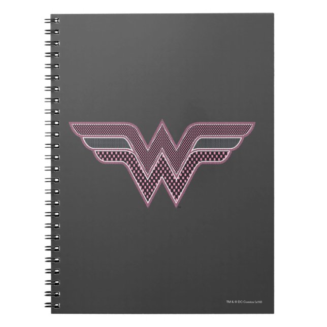 Wonder Woman Pink and Black Checker Mesh Logo Notebook (Front)