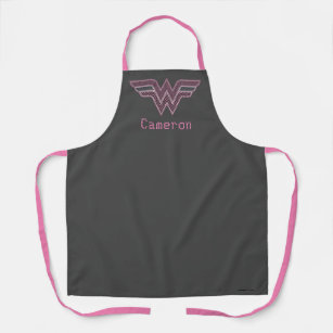 Wonder Woman Pink and Black Chequered Mesh Logo Apron