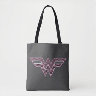 Wonder Woman Pink and Black Chequered Mesh Logo Tote Bag