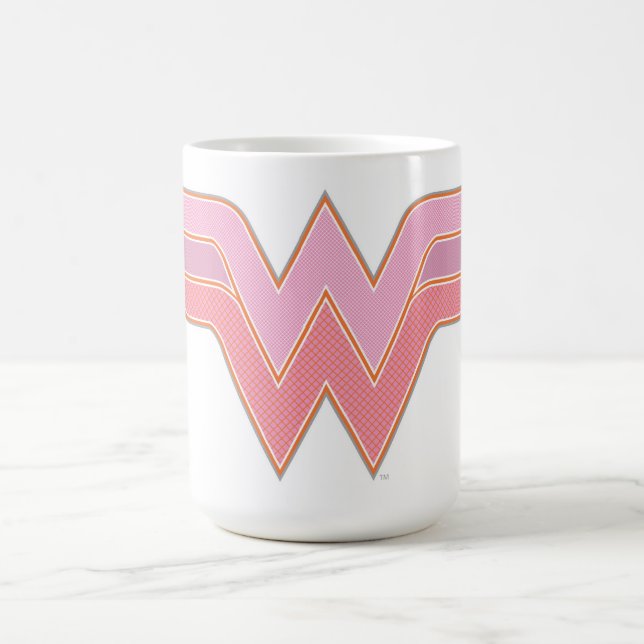 Wonder Woman Pink and Orange Mesh Logo Coffee Mug (Center)