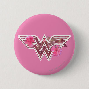 Wonder Woman Pink Camellia Flowers Logo 2 Inch Round Button