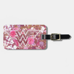 Wonder Woman Pink Camellia Flowers Logo Luggage Tag