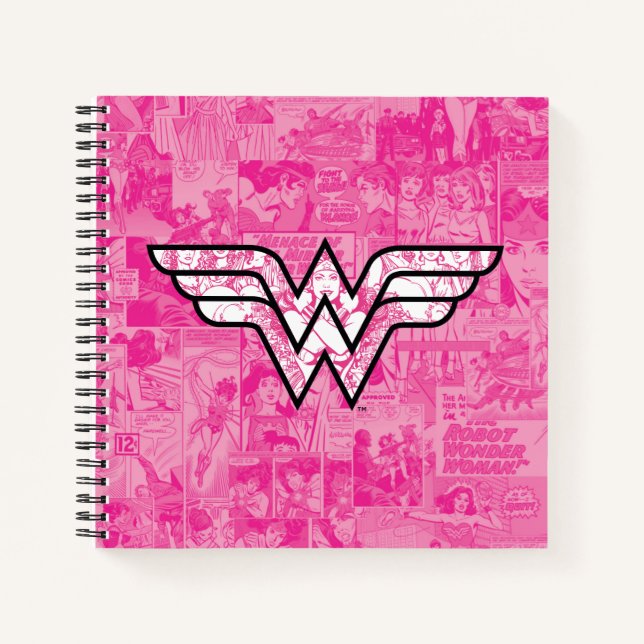 Wonder Woman Pink Comic Book Collage Logo (Front)