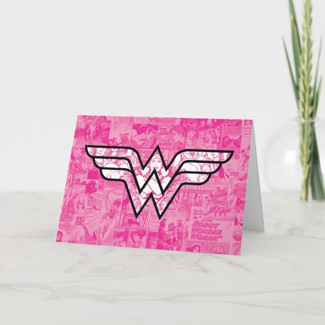 Wonder Woman Pink Comic Book Collage Logo Card (Front)