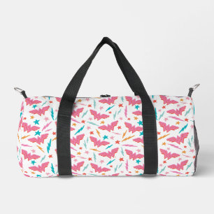 Wonder Woman Pink Logo and Lightning Pattern Duffle Bag