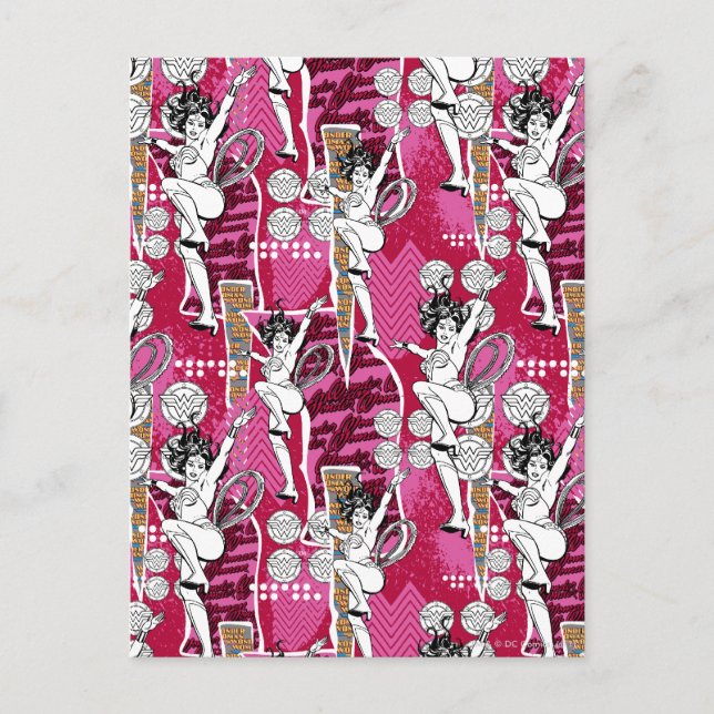 Wonder Woman Pink Pattern Postcard (Front)