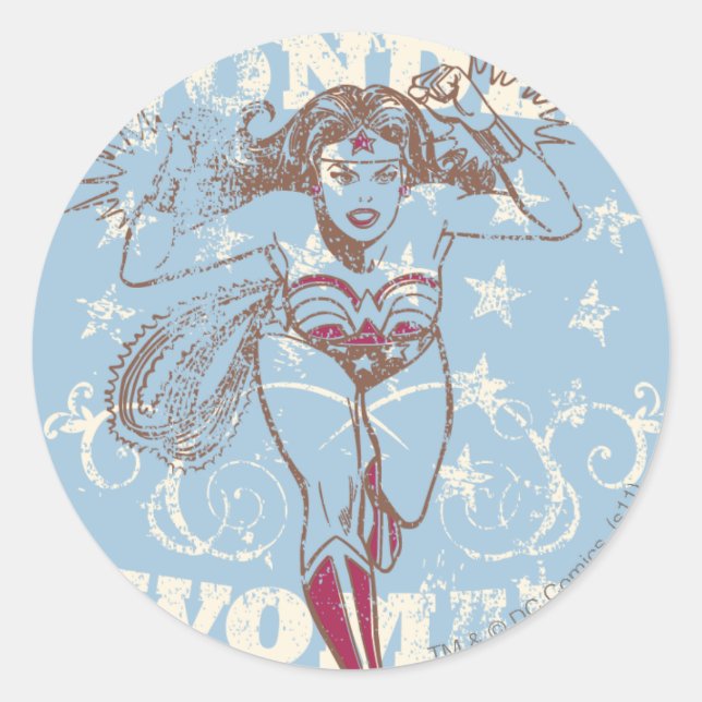 Wonder Woman Pow Classic Round Sticker (Front)