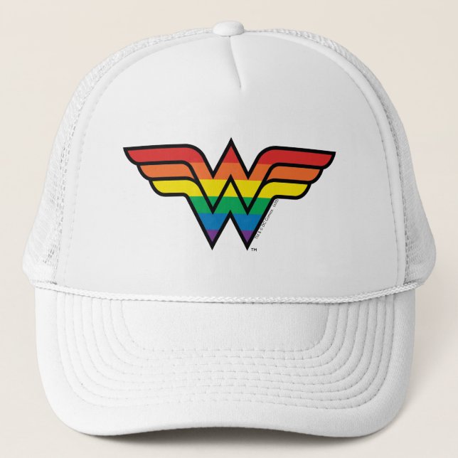 Wonder Woman Rainbow Logo Trucker Hat (Front)