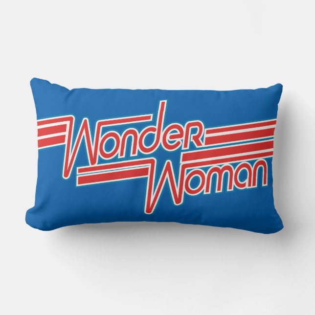 Wonder Woman Red and Blue Stripe Logo Lumbar Pillow (Front)