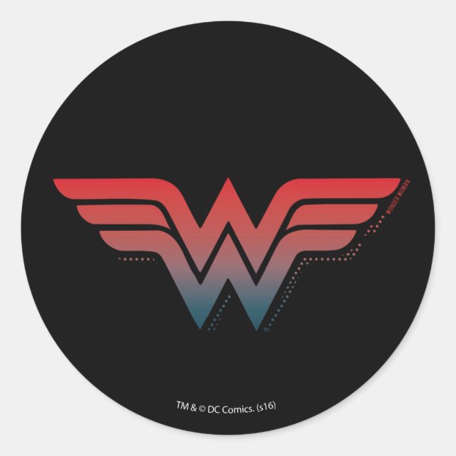 Wonder Woman Red Blue Gradient Logo Classic Round Sticker (Front)