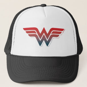 Wonder Woman Red Blue Gradient Logo Trucker Hat