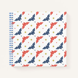Wonder Woman Red & Blue Logo Pattern Notebook