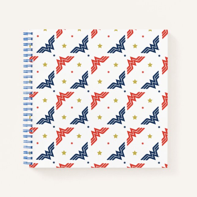 Wonder Woman Red & Blue Logo Pattern Notebook (Front)