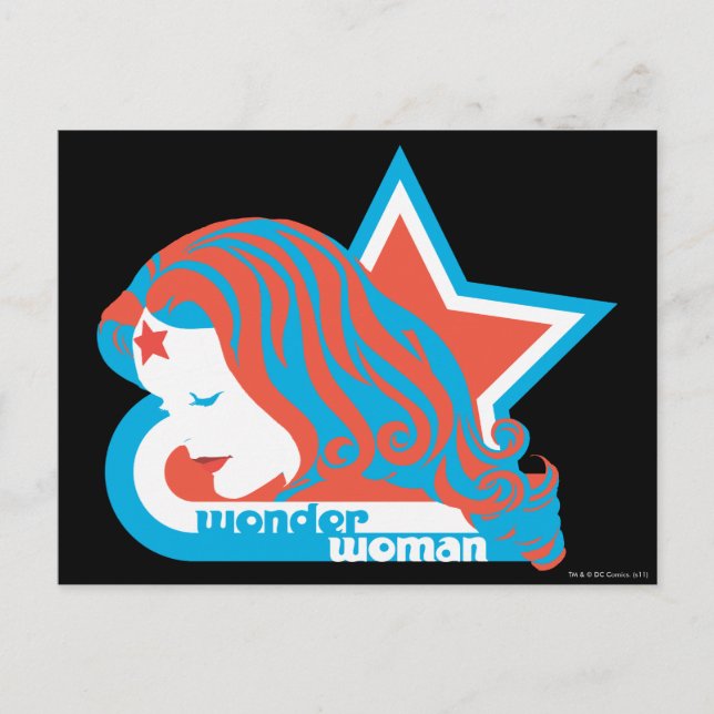 Wonder Woman Red & Blue Star Postcard (Front)