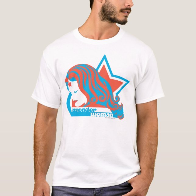 Wonder Woman Red & Blue Star T-Shirt (Front)