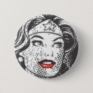 Wonder Woman Red Lips 2 Inch Round Button