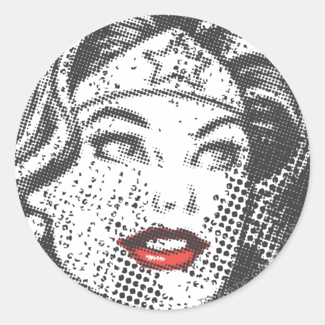 Wonder Woman Red Lips Classic Round Sticker (Front)