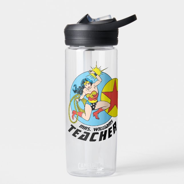 Wonder Woman Red Star Teacher Water Bottle (Left)