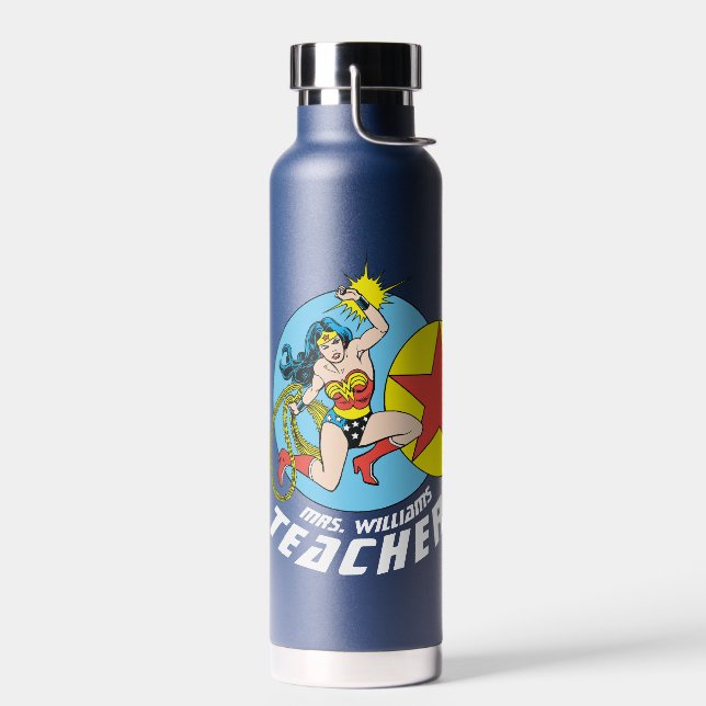 Wonder Woman Red Star Teacher Water Bottle (Left)