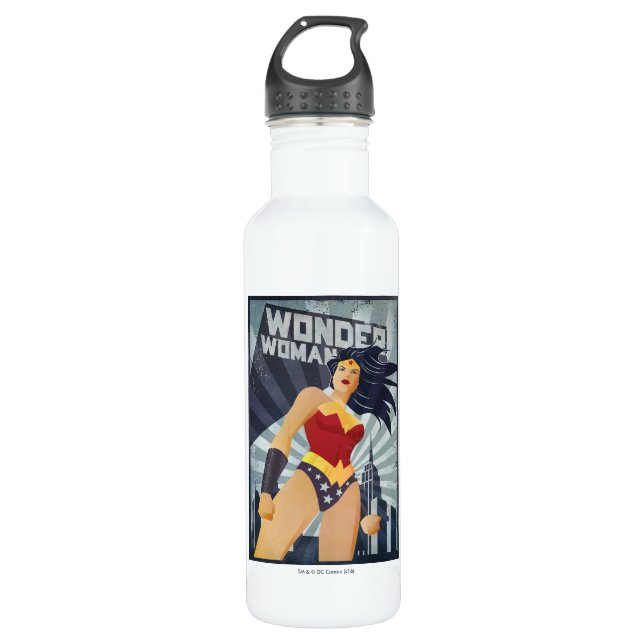 Wonder Woman Retro City Sunburst 710 Ml Water Bottle (Front)