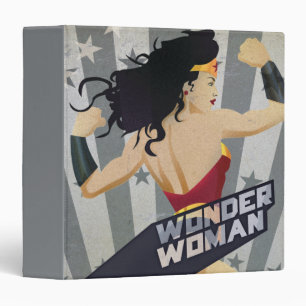 Wonder Woman Retro City Sunburst and Stars Binder