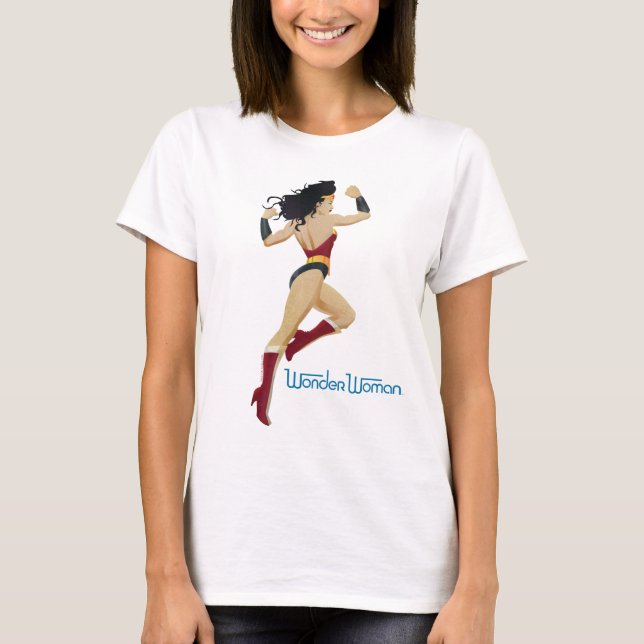 Wonder Woman Retro City Sunburst and Stars T-Shirt (Front)
