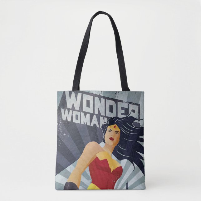 Wonder Woman Retro City Sunburst Tote Bag (Front)