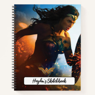 Wonder Woman Running on Battlefield Drawing Notebook