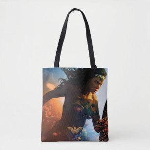 Wonder Woman Running on Battlefield Tote Bag