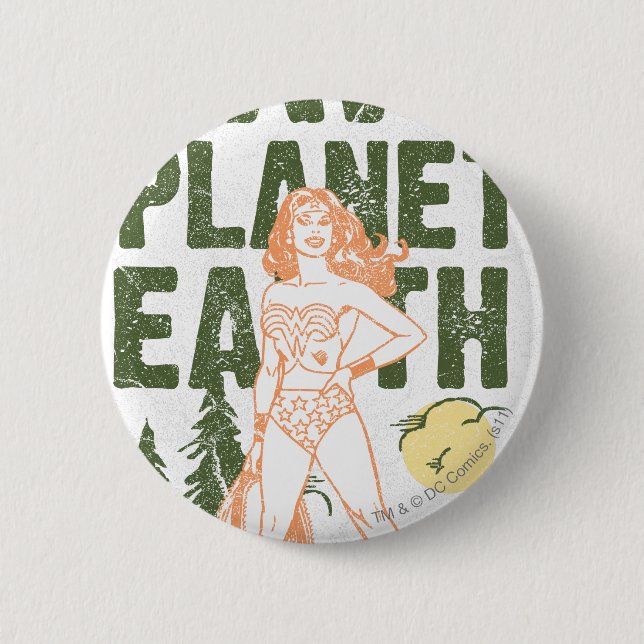 Wonder Woman Save Planet Earth 2 Inch Round Button (Front)