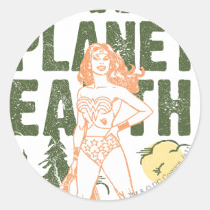 Wonder Woman Save Planet Earth Classic Round Sticker