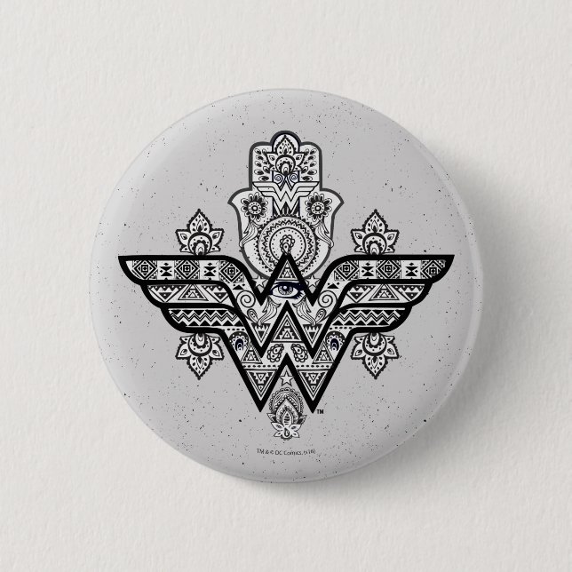 Wonder Woman Spiritual Paisley Hamsa Logo 2 Inch Round Button (Front)