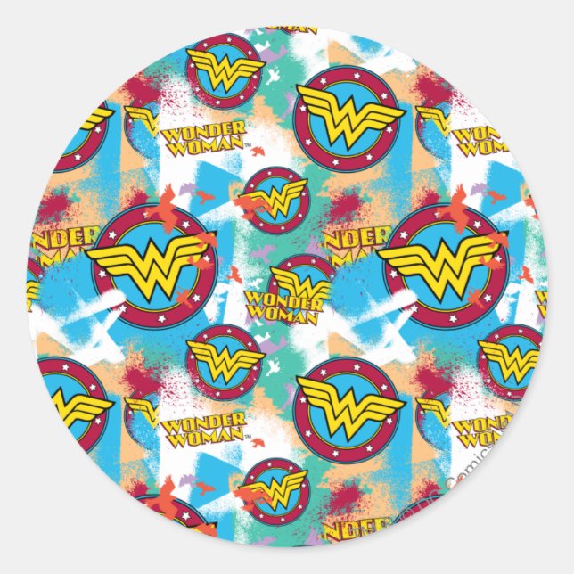 Wonder Woman Spray Paint Pattern Classic Round Sticker (Front)